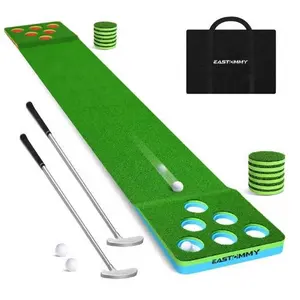 Eastommy Mini Golf Set Training Aid Indoor Met 11.5 'Putting Green Mat, 2 Putters, 4 Ballen, 1 Bag