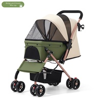 Poussette de luxe pliable et portable en aluminium à 4 roues pour petits chiens, confortable, avec panier de rangement ajustable et détachable, simple
