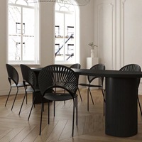 ATUNUS Nordisches Minimalistisches Massivholz-Esszimmerset Antike Möbel Vintage Schwarzer Marmor Ovaler Esstisch