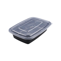 Boîtes à lunch jetables en plastique de style américain 750 ml et 1000 ml avec couvercles anti-fuite, compatibles micro-ondes pour plats à emporter