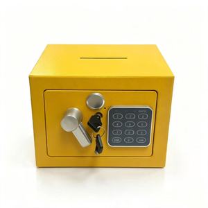Yellow Mini Safe <b>Box</b> with Electronic Digital <b>Lock</b> and Keyhole Design - Product Image 3