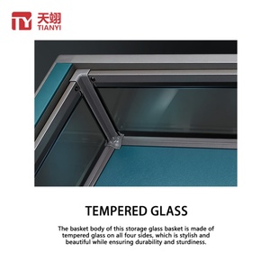TIANYI TY-9024 High End Aluminum Alloy <b>Wall</b> Mount Detachable Pull-Out <b>Storage</b> <b>Baskets</b> Glass Leather Design for Bedroom Closets - Product Image 4
