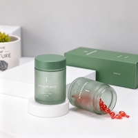 Bouteilles personnalisées de luxe en verre dépoli pour gélules et vitamines, flacons vides mats pour compléments de santé avec boîte