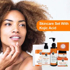 Ensemble de soins de la peau à l'acide kojique 5 produits savon bio naturel lavage du visage masque facial crème pour le visage et lotion pour le corps
