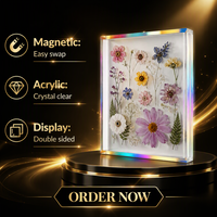 Cadre photo magnétique double face irisé en acrylique transparent, présentoir d'images en lucite 4x6 pouces, décoration de table/bureau
