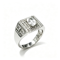 Bague Hip Hop large et massive pour homme, micro-pavée de zircon carré, en laiton plaqué platine, bague statement