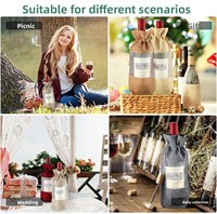 Sac à vin en toile de jute de qualité supérieure, écologique, avec cordon de serrage, réutilisable et durable, pour les fêtes, porte-bouteille en toile de jute