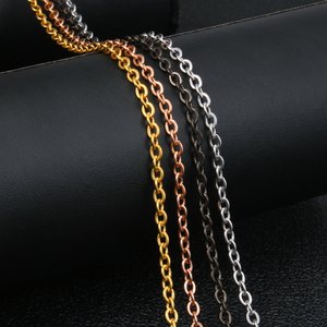 Cadena de Eslabones de Acero Inoxidable Chapada en Oro de Alta Calidad, Cadena Plana Tipo O, Cadena Cruzada para Hombre y Mujer - Product Image 4