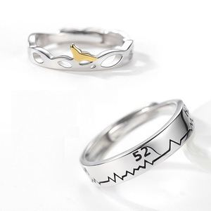 Anillos De Pareja <b>Silver</b> Plated 52 Hz Whale Creative Couple <b>Ring</b> Whale Tail Wedding <b>Ring</b> <b>Adjustable</b> Open Wedding Couple <b>Ring</b> - Product Image 4