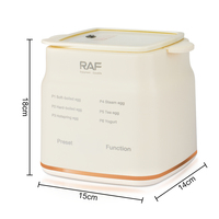 RAF 6 Cuiseur à œufs 300W 0.7L pour œufs mollets, œufs durs, œufs à la vapeur, œufs de source, œufs pour thé, yaourtière avec affichage LED R.0051