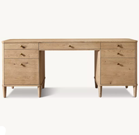 Bureau Delphina en chêne américain massif, style contemporain français, avec tiroir, assemblé, pour bureau et domicile