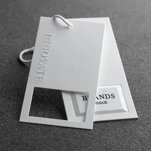 Clothing Own Logo Hanging Label With Free Slings Special Swing Paper Product Hang Tags For Clothing Garments Factory Swing Tags