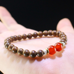 Golden Sandalwood <b>Bracelet</b> 6Mm <b>Red</b> Agate 8Mm Unisex Cultural Jewelry Everyday Wear - Product Image 4