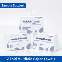 Serviettes en papier multi-plis en pâte de bois vierge OEM ODM, pliées intercalées, très absorbantes, pour distributeur commercial