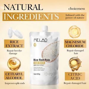 Masque capillaire à la marque privée, masque capillaire biologique à l'extrait de riz blanc, shampoing à l'eau de riz, réduit les pointes fourchues, masque capillaire lissant, soin capillaire - Product Image 3