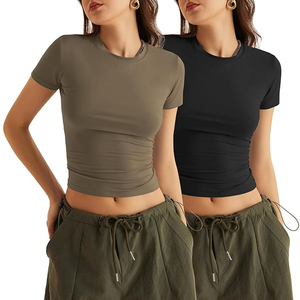 Guangzhou Jwin personnalisé brodé femmes strass <span class=keywords><strong>T</strong></span>-shirts de base élastique noir serré athlétique femmes <span class=keywords><strong>t</strong></span>-shirts - Product Image 6