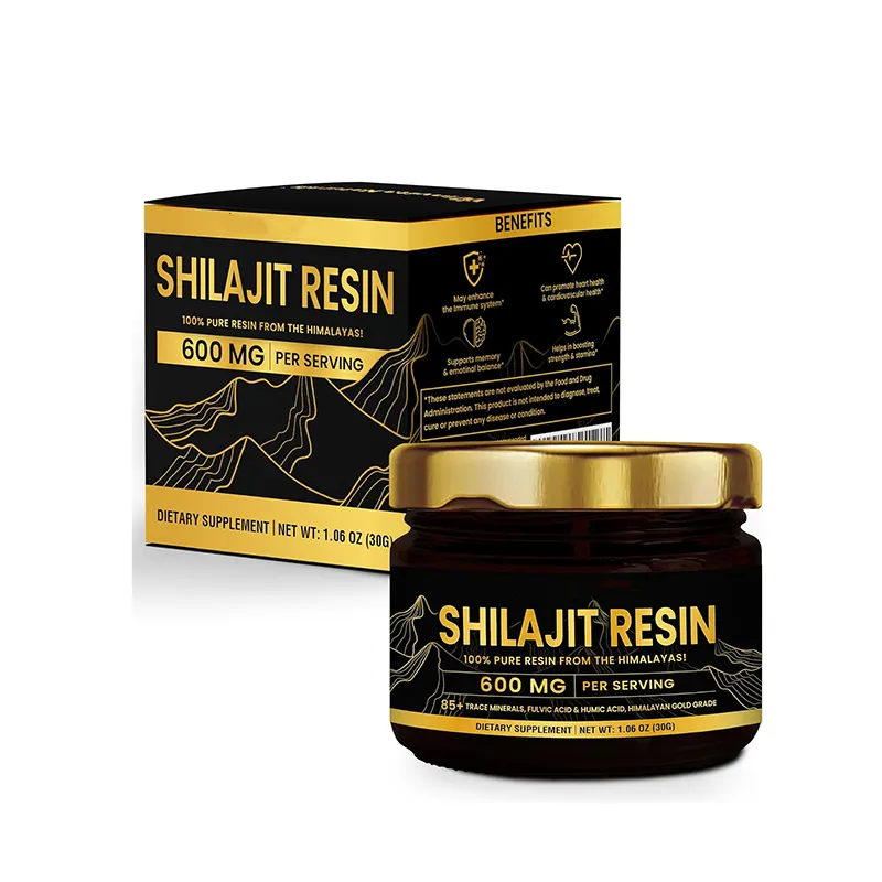 Supplément de santé Résine Ayurvédique Acide Fulvique Shilajit Produit Acide Shilajit 85 + Trace Minéraux