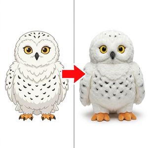 Peluche de Búho Polar Ártico, Mascota de Peluche con Plumas Blancas en Capas, Detalles Negros y Patas Naranjas, Diseño Personalizado OEM, Arte Avícola Silvestre - Product Image 1