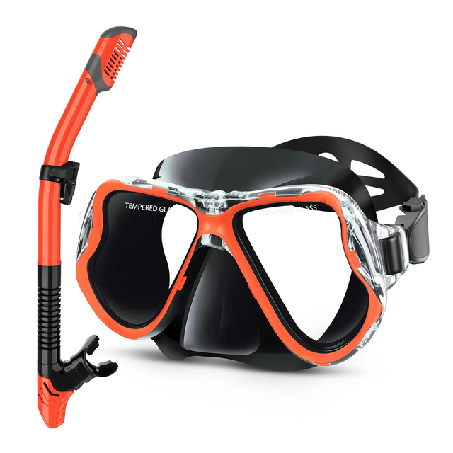 XIALE Professional Scuba Diving Mask and Snorkel Set Glass Lenses with Anti-Fog Features for Divers