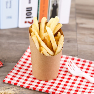 Vasos de papel kraft con boca inclinada laminados para papas fritas, nuggets de pollo, castañas confitadas, gofres de huevo; Caja de aperitivos para llevar, fritos - Product Image 3
