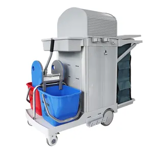 Vente en gros de service de restaurant chariot de nettoyage pliable multifonction en plastique pour l'entretien ménager dans les hôtels chariot de conciergerie