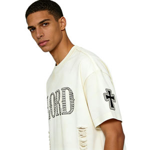 T-shirt essentiel en coton tricoté 100% 150 GSM, coupe ample, effet délavé, impression DTG, pour homme, décontracté au quotidien - Product Image 3