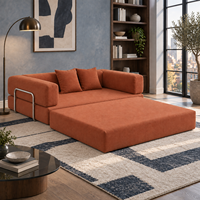 Gepolstertes Klappbares Schlafsofa mit Metallrahmen, Komprimierbare Verwandelbare Liege für Wohnzimmer, Schlafzimmer und Gästepolster