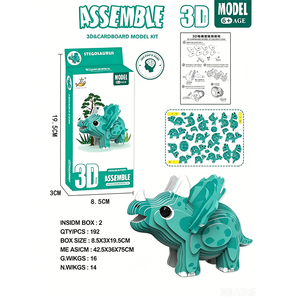 Kit de modèles en <span class=keywords><strong>carton</strong></span> 3D, série dinosaures, puzzle en <span class=keywords><strong>carton</strong></span> à assembler soi-même, jouets dinosaures Triceratops pour la vente en gros - Product Image 6