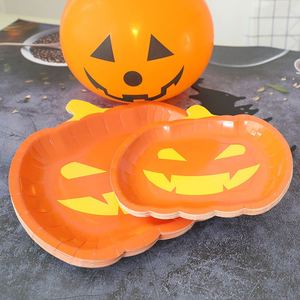 Tableware Supplies Halloween Dessert Disposable Paper Orange <b>Pumpkin</b> Party Plates - Product Image 3