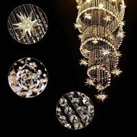 Lustre LED contemporain moderne en cristal en forme de goutte de pluie, réglable en hauteur, blanc chaud, pour salon de villa à double escalier en spirale