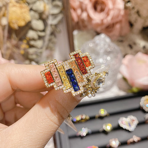 แหวนเงินแท้ S925 รุ่นใหม่ ประดับด้วยทัวร์มาลีนสีรุ้ง ดีไซน์หรูหรา ฝังเพชรระยิบระยับ แหวนแบบเปิดปรับขนาดได้ - Product Image 5