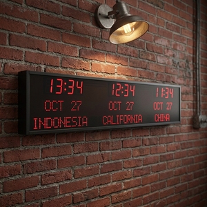 <span class=keywords><strong>Reloj</strong></span> de <span class=keywords><strong>Pared</strong></span> con Múltiples Zonas Horarias, <span class=keywords><strong>Reloj</strong></span> <span class=keywords><strong>Digital</strong></span> con Horario de Verano Automático (DST) para Hotel, Oficina, Aeropuerto - Product Image 1