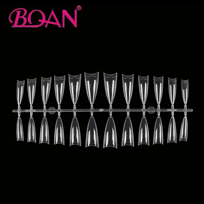 BQAN Acrylic Long Stiletto Curved Clear French Nail Tips Pointed Sharp False Nails