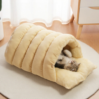 Lit pour chat et chien Villa, Niche pour chat, Sac de couchage fermé, Chaud et épais pour l'hiver, Sécurité renforcée, Peluche, Coton PP, Antidérapant, Pour petits et moyens animaux