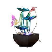Cascade de bureau alimentée par USB tendance avec éclairage d'ambiance et décoration lotus