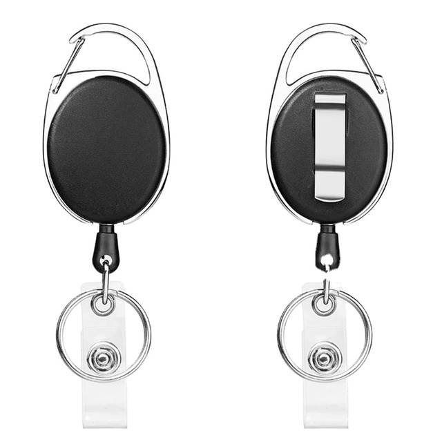 Custom Logo Stainless Steel Key Keychain Retractable Metal Badge Reel Name Id Badge Holder With Belt Clip Automatic Hose Reel