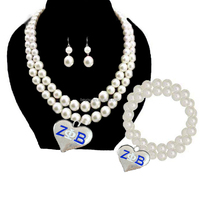 Ensemble de perles classiques plaqué argent pour femme avec symboles grecs Alpha Kappa, Sigma Gamma Rho, Links, Iota, Zeta, Phi Beta
