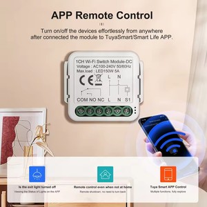 <span class=keywords><strong>Relais</strong></span> intelligent Tuya <span class=keywords><strong>WiFi</strong></span> pour la maison, DC12/24V AC100-240V, contrôle sans fil par application, automatisation domestique, interrupteur à contact sec - Product Image 4