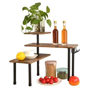 Hot Koop Houten 3-Tier Hoek Ruimte Spaarders Kast Aanrecht Organizer Keuken Spice Opslag Plank Bureau Plaat Display Rack