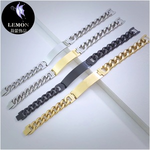 <span class=keywords><strong>Pulsera</strong></span> Curva de Acero Inoxidable con Logotipo Personalizado, <span class=keywords><strong>Pulsera</strong></span> de Cadena Grabada Personalizada, <span class=keywords><strong>Pulsera</strong></span> de Moda con Eslabones de Cadena para Parejas - Product Image 2