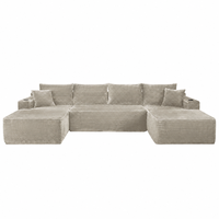 Canapé modulaire en velours côtelé moderne en forme de U, compressé sous vide, sans structure, sans assemblage, avec porte-gobelets, pour salon