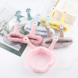 Elegant <strong>Snail</strong> Style Hair Strap Funny Cartoon Cute Coral Fleece Elastic <strong>Headband</strong> for Women Girls Makeup Wash Face Hair Decoration - Product Image 1