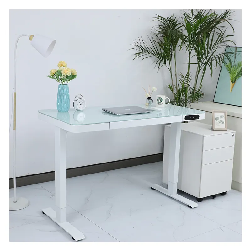 E4 Glas tischplatte Stehpult rahmen Elektrische Höhe Verstellbarer Schreibtisch Tisch Ergonomischer Stehpult für Home-Office-Möbel