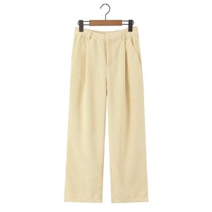 <span class=keywords><strong>Pantalon</strong></span> droit plissé en <span class=keywords><strong>velours</strong></span> côtelé multicolore, style vintage européen et américain, décontracté et polyvalent pour <span class=keywords><strong>femme</strong></span> - Product Image 6
