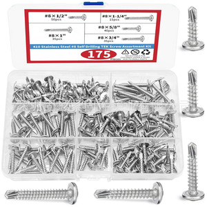 Stainless Steel Round Head Washer Dovetail Screw Set 175pcs Coarse Thread Metal Applications - Product Image 1