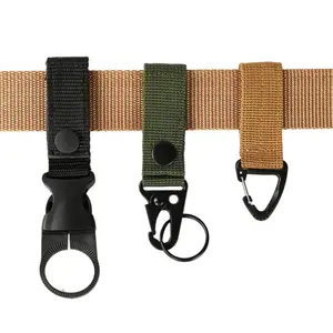 Cắm Trại Ngoài Trời đi bộ đường dài Molle chiến thuật Nylon Ribbon Ba lô Keychain tam giác Fastener móc khóa