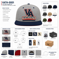 Gorra Snapback Ajustable de 6 Paneles de Poliéster/Algodón con Visera Plana de Perfil Alto y Letras Vintage Bordadas, Lista para Venta al por Menor, para Adultos - Pedido de Prueba