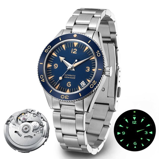 Men Automatic Mechanical Watches Top Brand Sapphire Stainless Steel Luminous Waterproof Classic Analog Dial Transparent Back