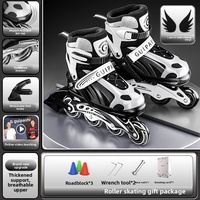 Patins à roulettes RS Full Flash pour enfants, ensemble complet de protections professionnelles, taille réglable, patins à roulettes lumineux