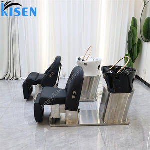 Cama de Masaje Eléctrica <span class=keywords><strong>Reclinable</strong></span> Kisen para Spa Capilar, <span class=keywords><strong>Lavacabezas</strong></span> de Lujo en Blanco, Negro, Gris y Marrón, Muebles de Salón - Product Image 3